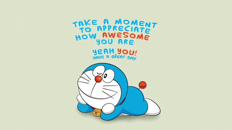 Awesome Doraemon, Inspiration, Motivational quotes, 5K background