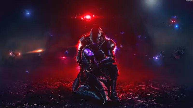 Mass Effect Tali'Zorah, Commander Shepard, Sci-Fi, 5K, 8K background