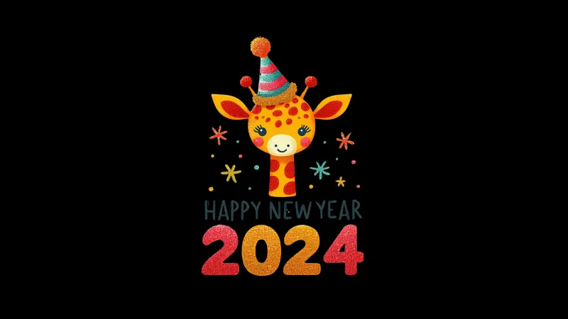 Happy New Year 2024 AMOLED Black background