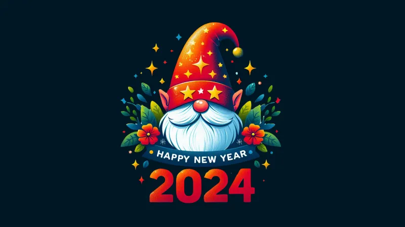 Happy New Year 2024, Santa Claus 5K background