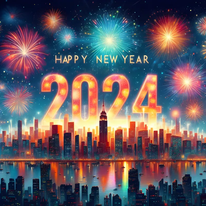 Happy New Year 2024 5K Ai Art wallpaper