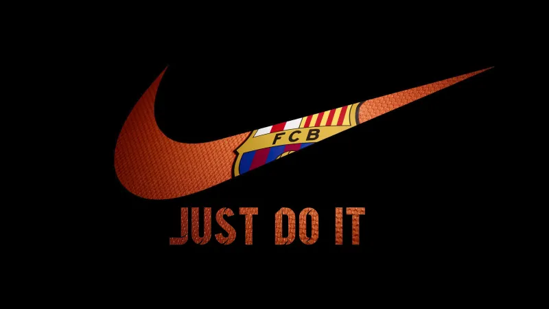 FC Barcelona, Just Do It 4K wallpaper, Black background