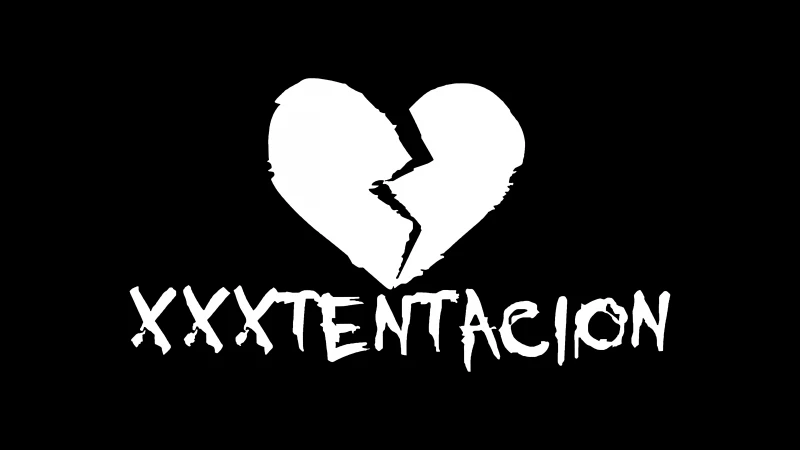 XXXTentacion Logo, AMOLED, Black background, Broken heart