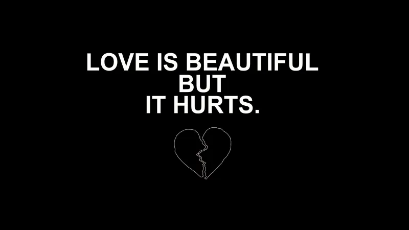 Love is beautiful, Love hurts, Broken heart, Black background