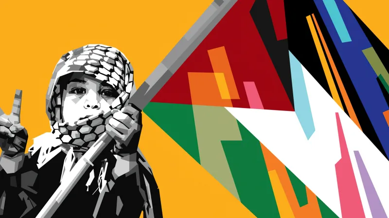 Palestinian with Flag, Desktop background 4K