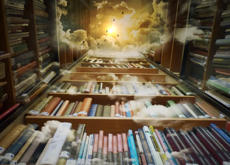 Surreal book library Wallpaper