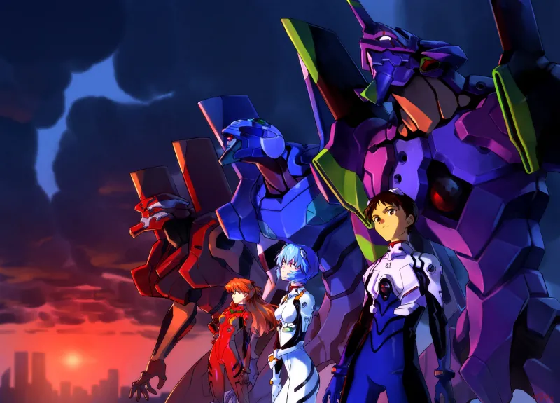 Shinji Ikari, Rei Ayanami, Asuka Langley Soryu, Neon Genesis Evangelion