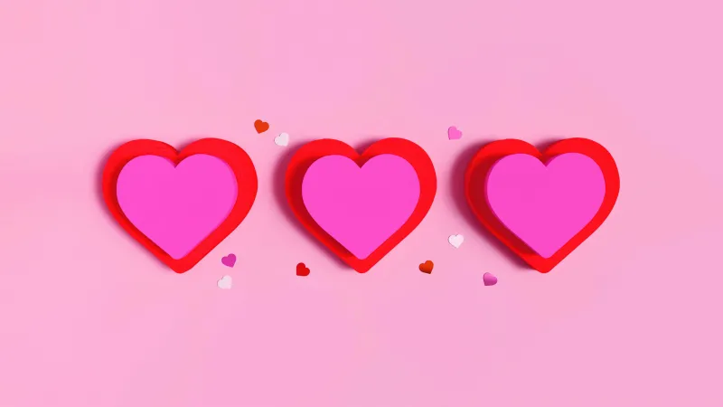 Pink hearts 4K wallpaper, Pink background