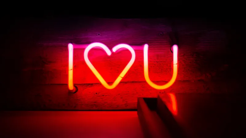 I Love You Neon Sign, Desktop background 4K