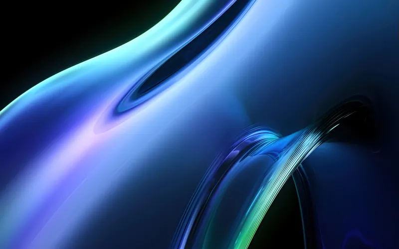 HP Dragonfly Pro stock, Blue abstract, Glossy waves, 5K wallpaper