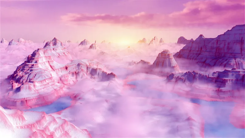 Infrared Landscape Digital composition, Infrared, Pink clouds, Pink Hour, Mountains