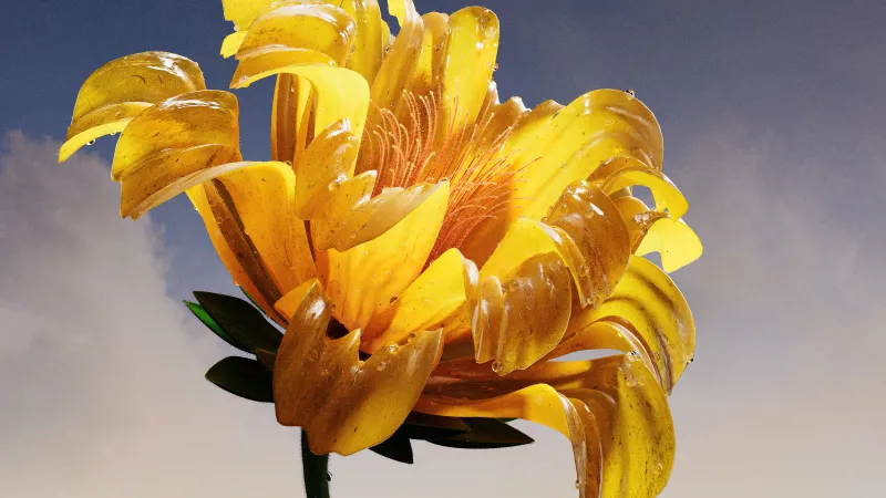 Vibrant Yellow flower, Macro, AI art, 5K background, Digital flower