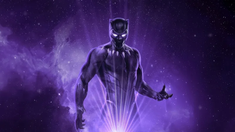 Black Panther, Purple aesthetic, Fan Art, 5K
