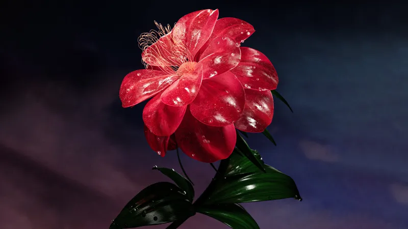 Bloom Red flower AI art, Elegant, 5K wallpaper