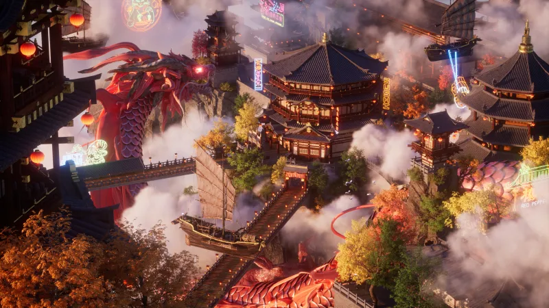 Chinese New Year 4K wallpaper, Dragon, Empire, Floating
