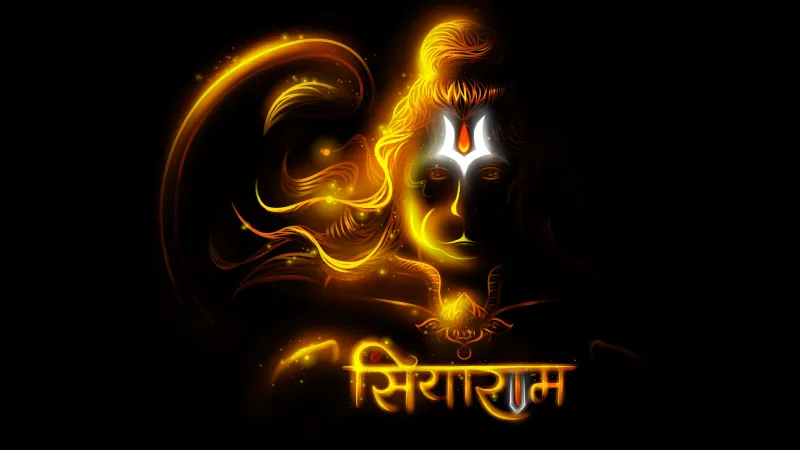 Anjaneya Jai Shri Ram Glowing, 8K wallpaper