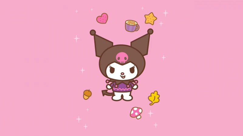 Sanrio, Kuromi, Pastel pink, 5K, Cute cartoon