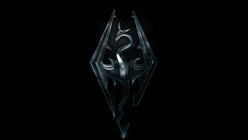 The Elder Scrolls V: Skyrim Logo, Black background 4K