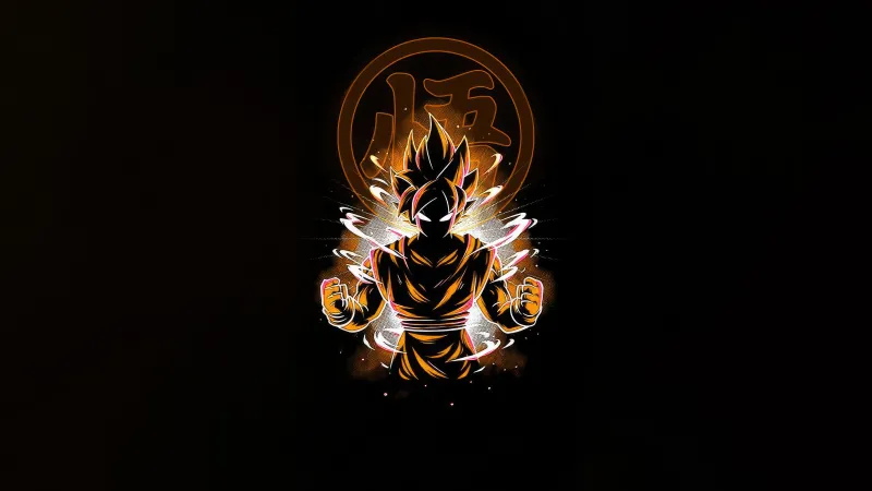 Son Goku, AMOLED 4K wallpaper, Dragon Ball Super, Black background