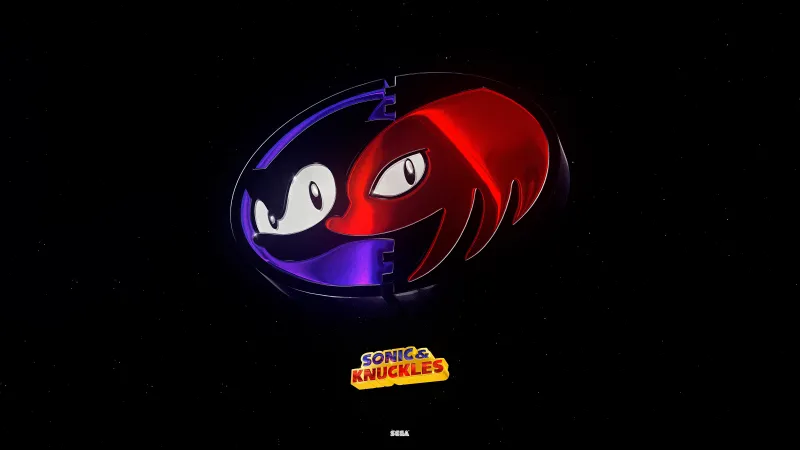 Sonic & Knuckles, Logo, Sega, Classic game, Black background, 8K wallpaper