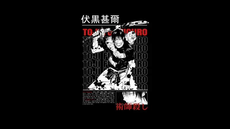Toji Fushiguro, Black background 5K, Jujutsu Kaisen