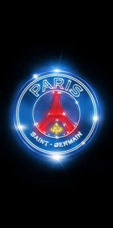 Paris Saint-Germain FC, Glowing wallpaper, iPhone background 4K