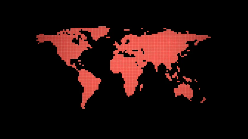 World map 8 bit, 5K wallpaper, Black