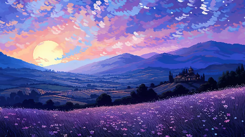 Beautiful landscape 8 bit, Desktop background 4K