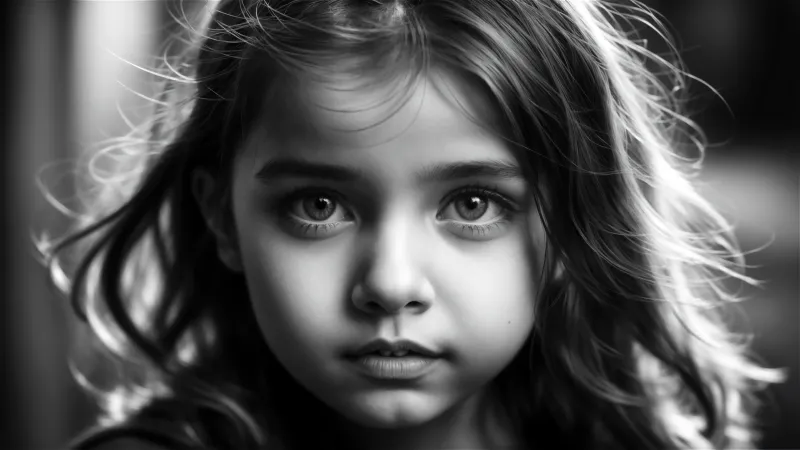 Cute Girl, Monochrome background, Closeup, AI art