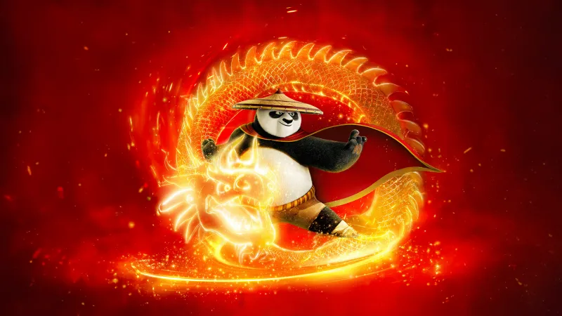 Kung Fu Panda 4 Dragon, Fire, 5K wallpaper, 2024 Movies, Animation movies