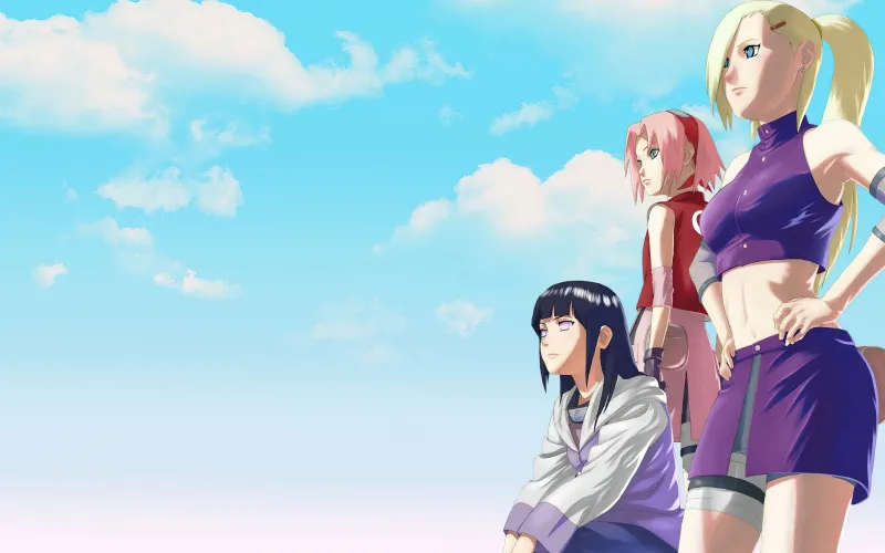 Ino Yamanaka, Hinata Hyuga, Sakura Haruno, Desktop background 4K