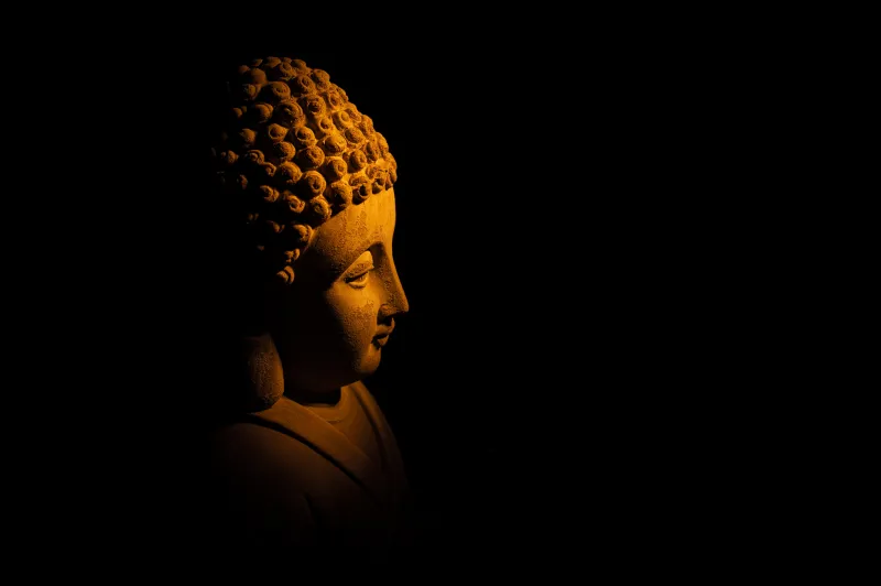 Lord Buddha, Black background 5K