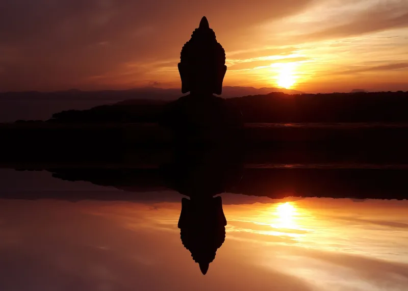 Lord Buddha Silhouette, Sunset