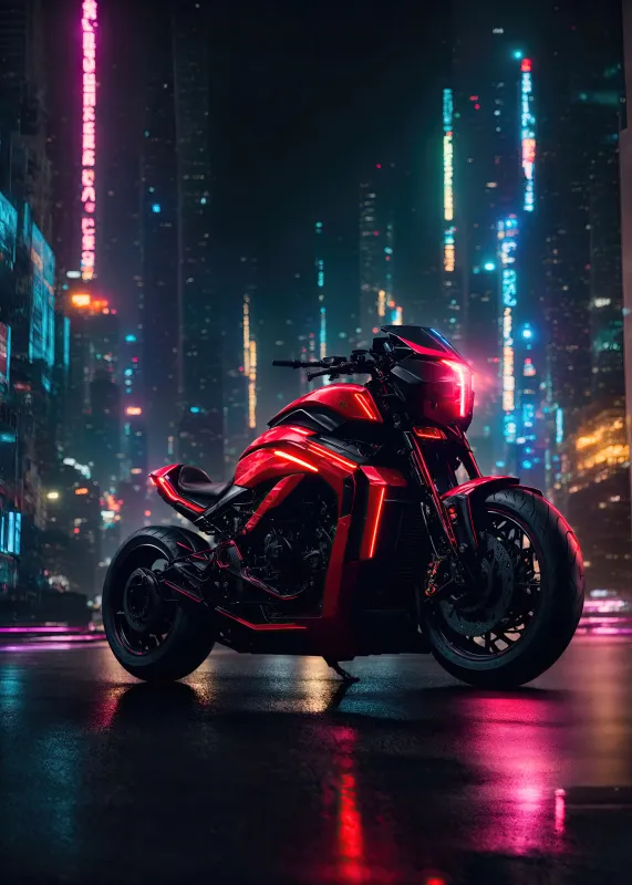 Neon motorcycle, Phone wallpaper 4K