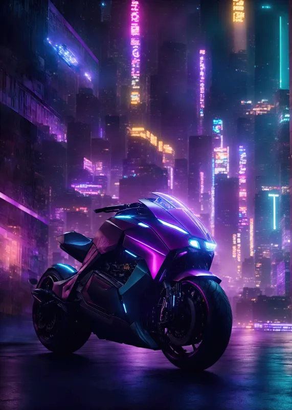 Neon motorcycle, Cyberpunk