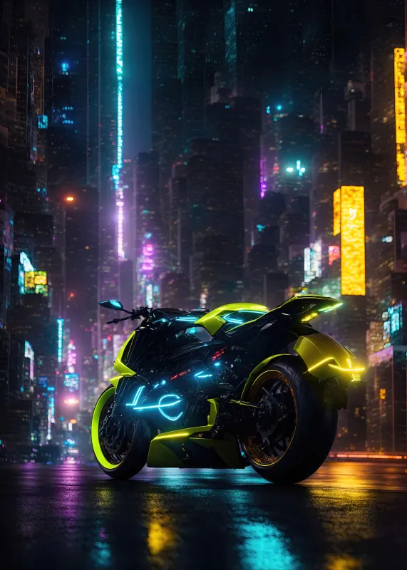 Neon bike, Smartphone wallpaper