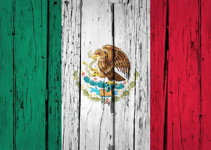 Mexican Flag, Wooden background