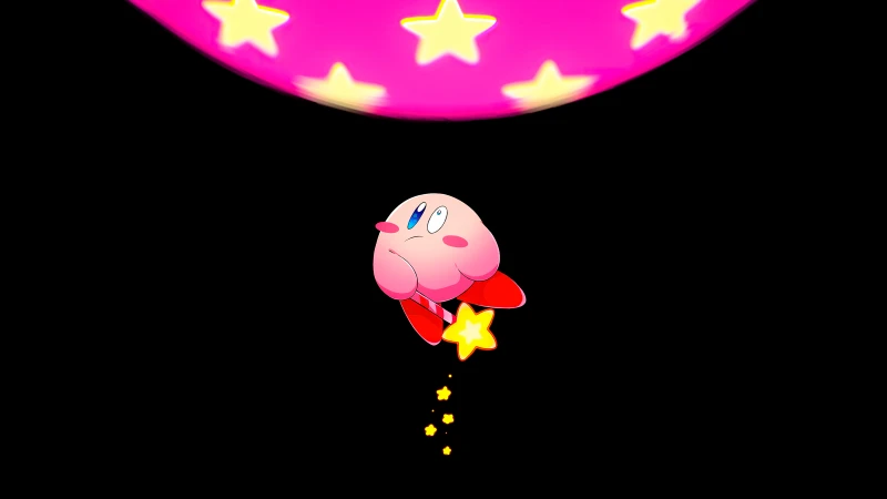 Flying Kirby, Black background, 5K