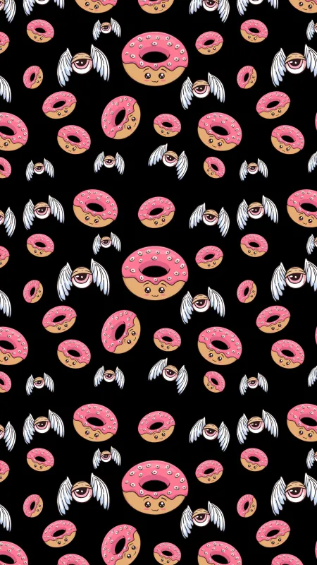 Kawaii Donuts Weirdcore, Phone wallpaper 4K