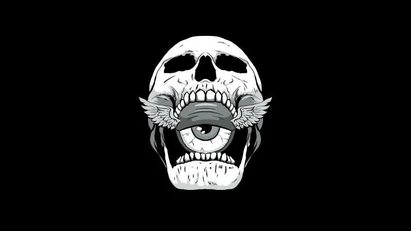 Weirdcore Skull, AMOLED wallpaper 5K