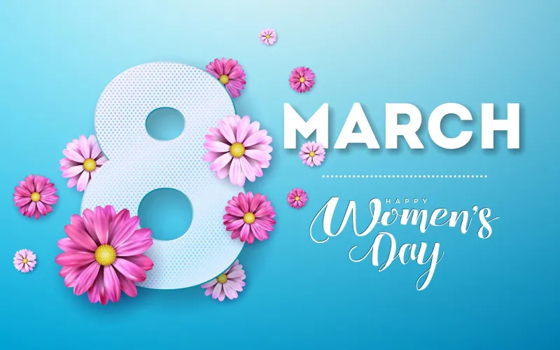 Women's Day, Blue, 8th March, Flowers
