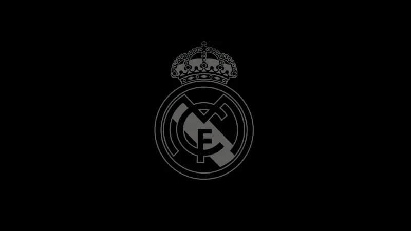 Real Madrid CF Minimalist Logo, Spanish, Football club, Black background