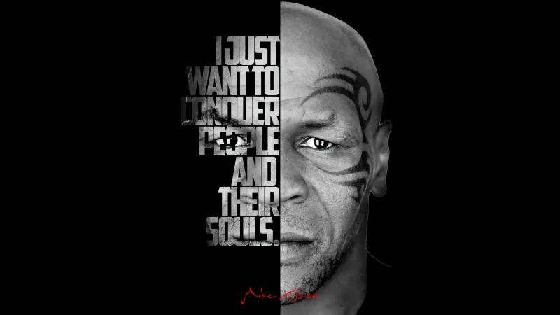 Mike Tyson Popular quotes, Iron Mike, Black background, 5K background