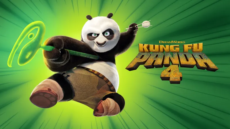 Kung Fu Panda 4 wallpaper, Movie poster, Po (Kung Fu Panda), Green background