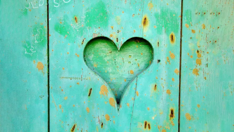 Love heart Wooden background, Pastel cyan, 5K wallpaper