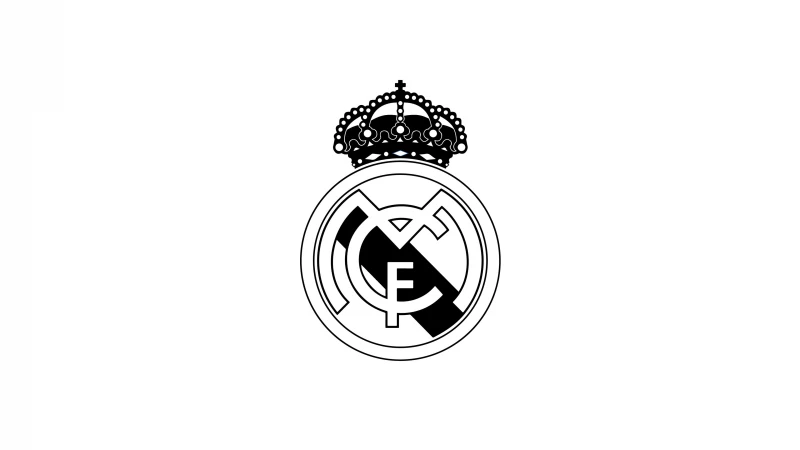 Real Madrid CF Logo, Black and White, Football club, Spanish