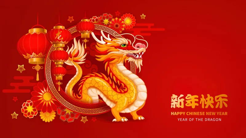 Chinese Year of the Dragon, Desktop background 4K