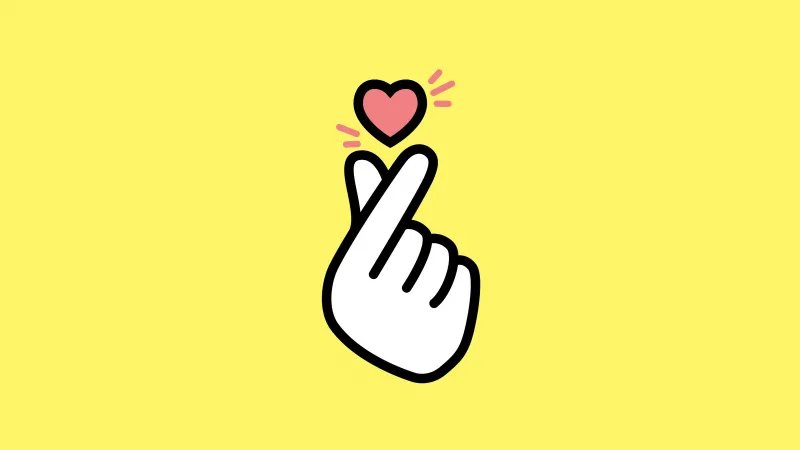 K-pop Finger heart, Yellow background