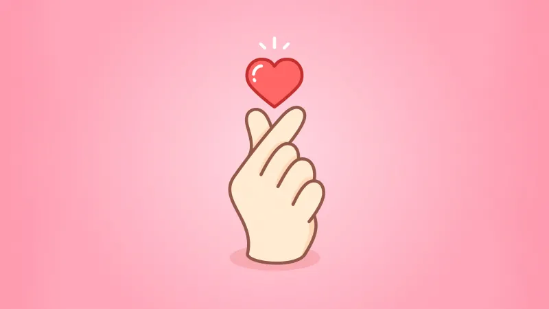 Finger heart, Pink background 5K