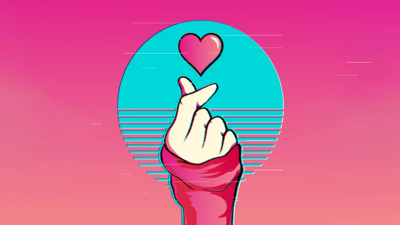 Finger heart 4K wallpaper
